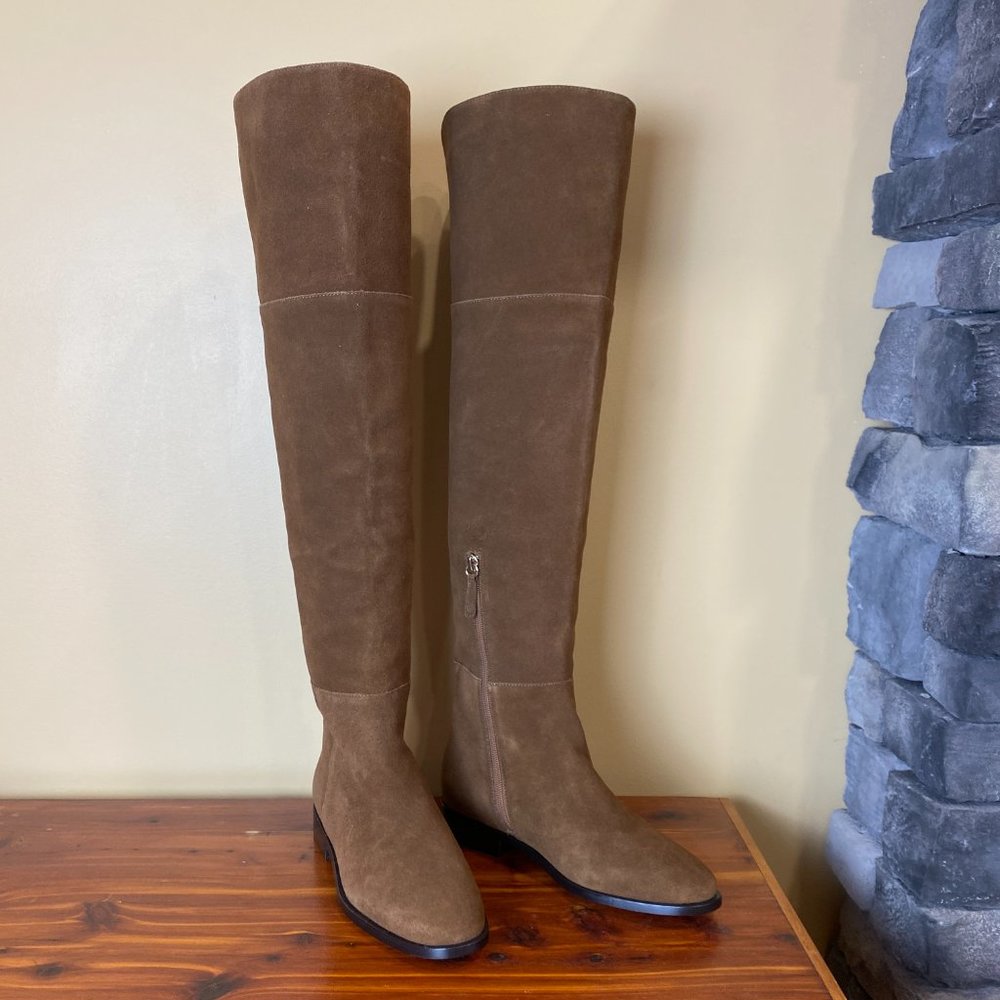 J. Crew Troy Over The Knee Boots Suede K2741 Brown Leather - Picture 2 of 8